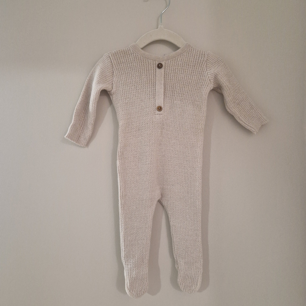 Soft Beige Knit Kids Footie
